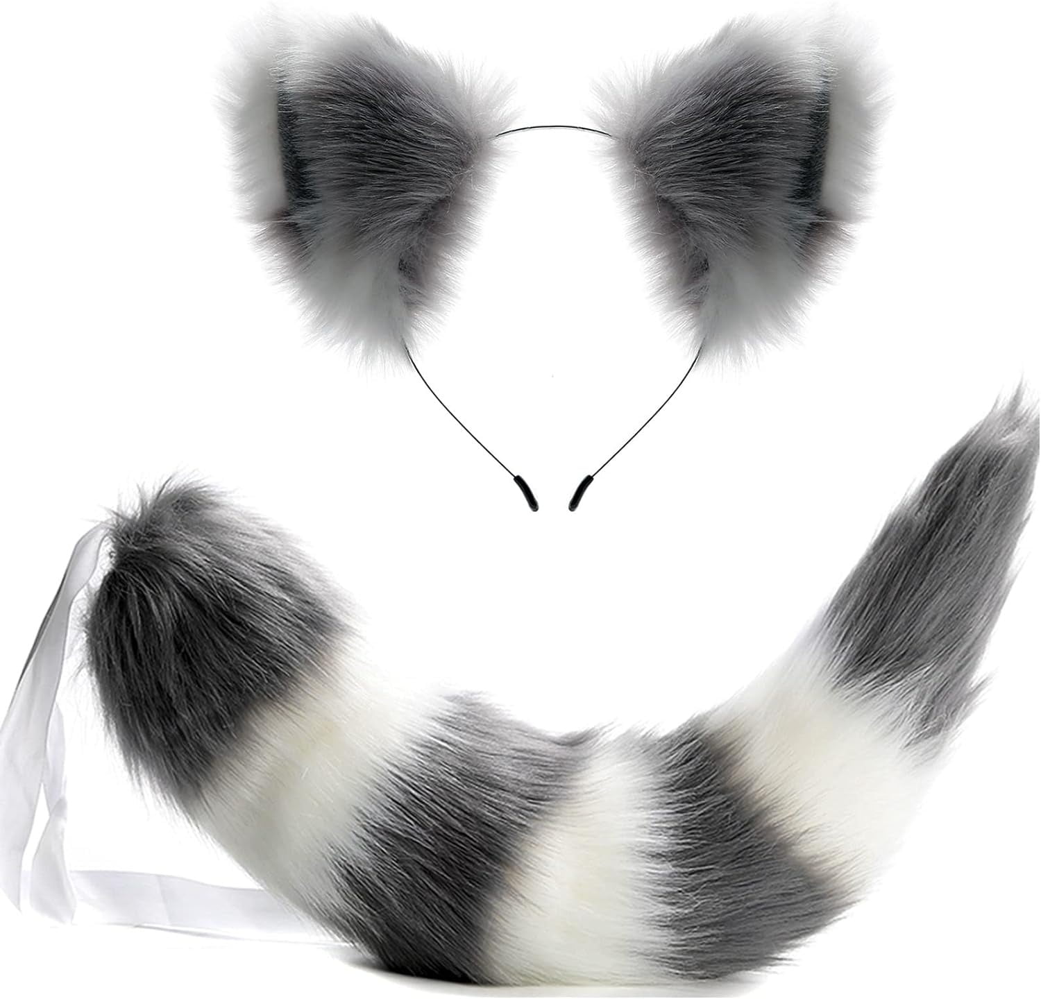Kit De Disfraz De Lobo Para Mujer | Orejas, Cola Y Guantes De Garras | Ecocuelo Y Alambre Flexible | Halloween Y Cosplay