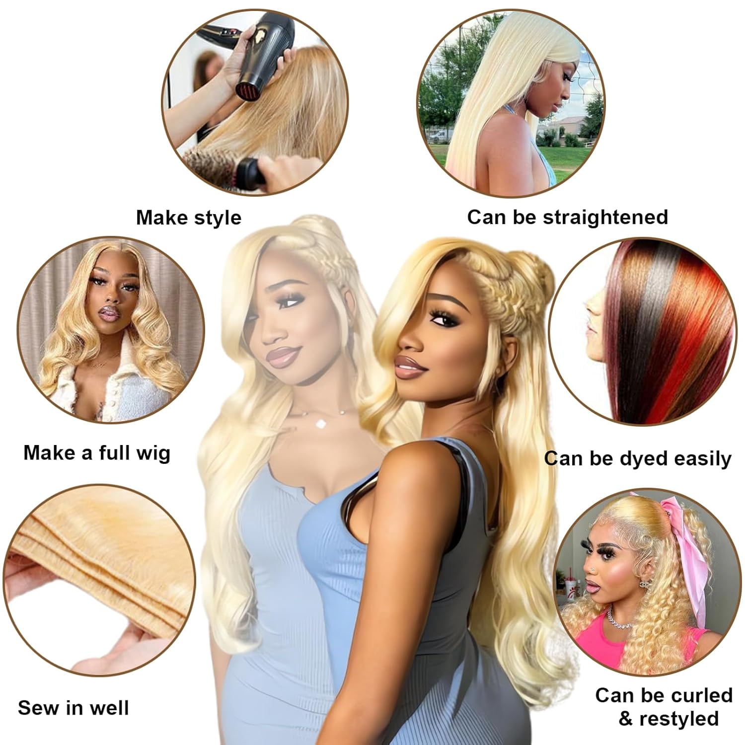 613 Blonde Bundles Human Hair Body Wave 26 26 26 inch 100% Unprocessed Virgin Human Hair Extensions Quick Weave Human Hair Bundles Double Weft