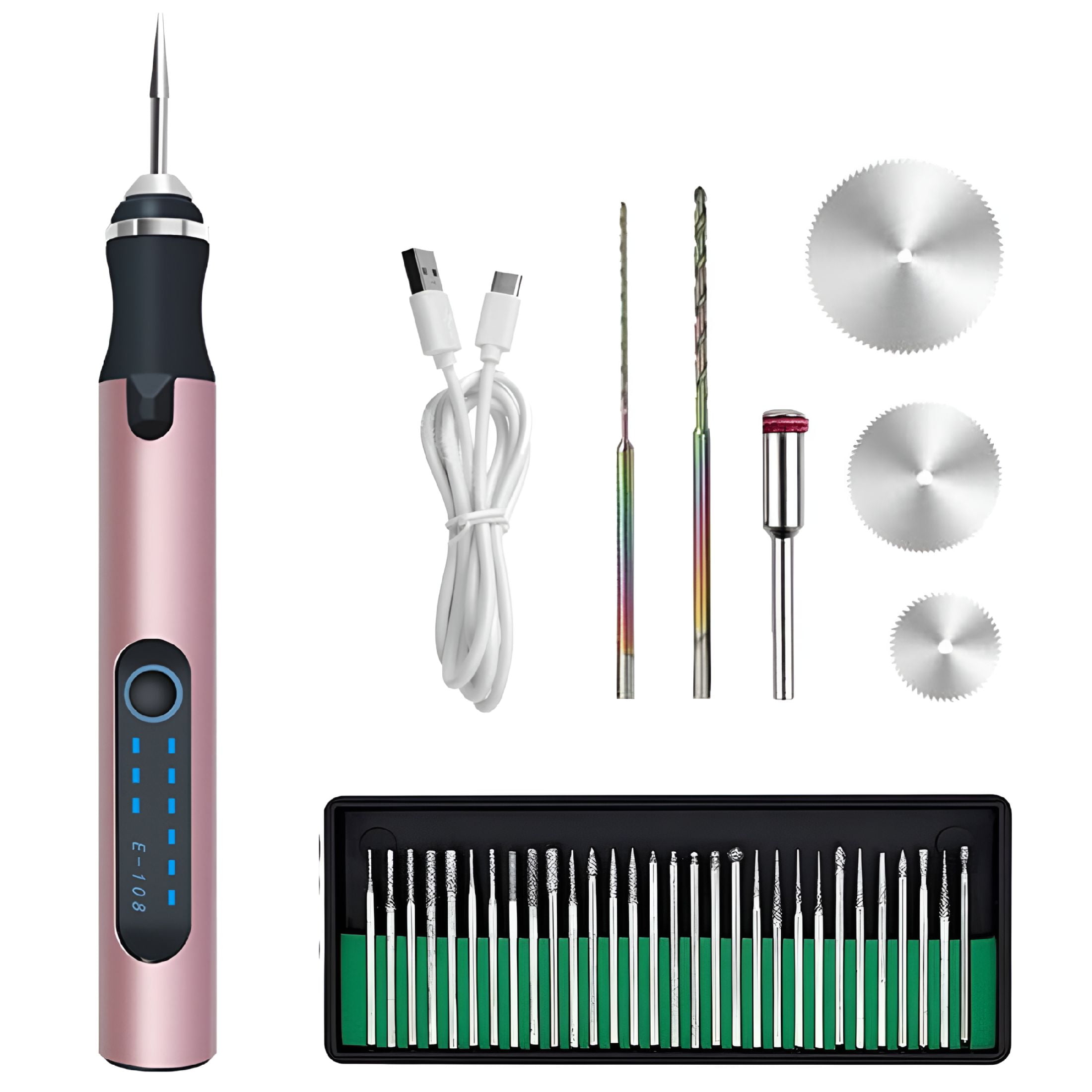 EXLEAF 2026 New Cordless Rotary Tool Rechargeable Engraving Pen with 300Mah Battery Electric Adjustable Speed Carving Pen Hand-Held Wood Engraving Tool for Sanding Polishing Drilling Etching
