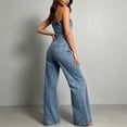 thumbnail image 6 of PBFRDSJ Denim Jumpsuit for Women Strapless Button Front High Waist Flared Long Pants for Daily Party Occasions Sizes XS-L, 6 of 6