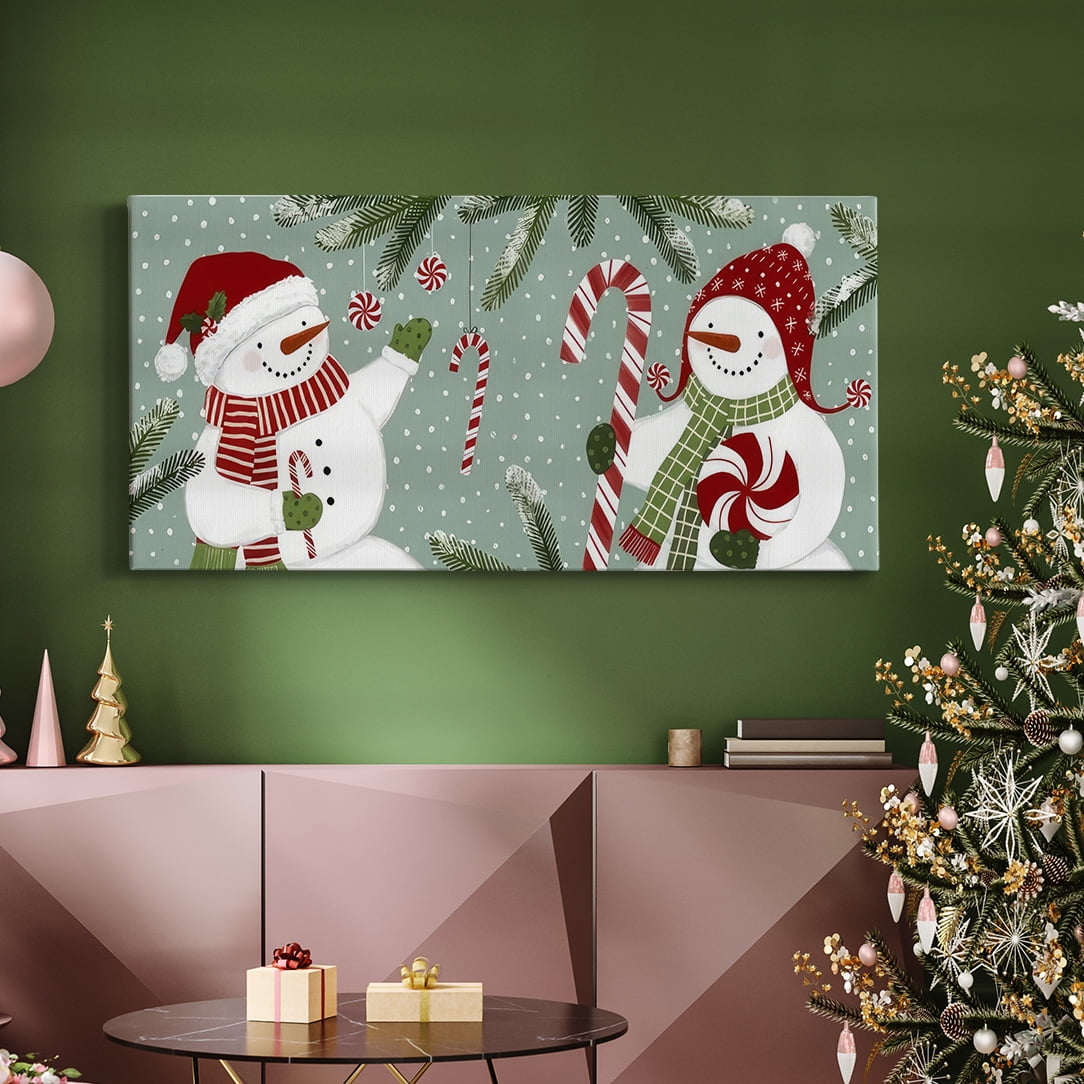 Peppermint Snowman Collection D- Gallery Wrapped Canvas