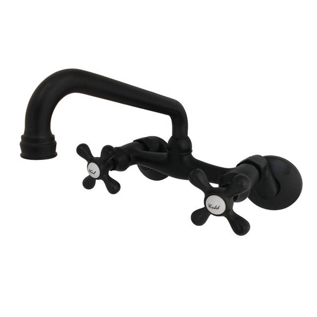 Robinet de Cuisine Mural Central Réglable 6 Po, Noir Mat - 10.74 x 4.77 x 4.18 Po