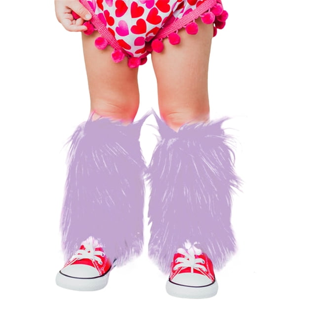 Diconna Girl's Faux Fur Leg Warmers Solid Color Soft Cozy Fuzzy Boot Cuff Cover Party Costumes