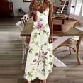 thumbnail image 2 of QQAMB Dresses for Women Floral Spaghetti Strap Sundress Casual Summer Maxi Dress V-Neck Boho Dresses Trendy Beach Outfits Green S, 2 of 5