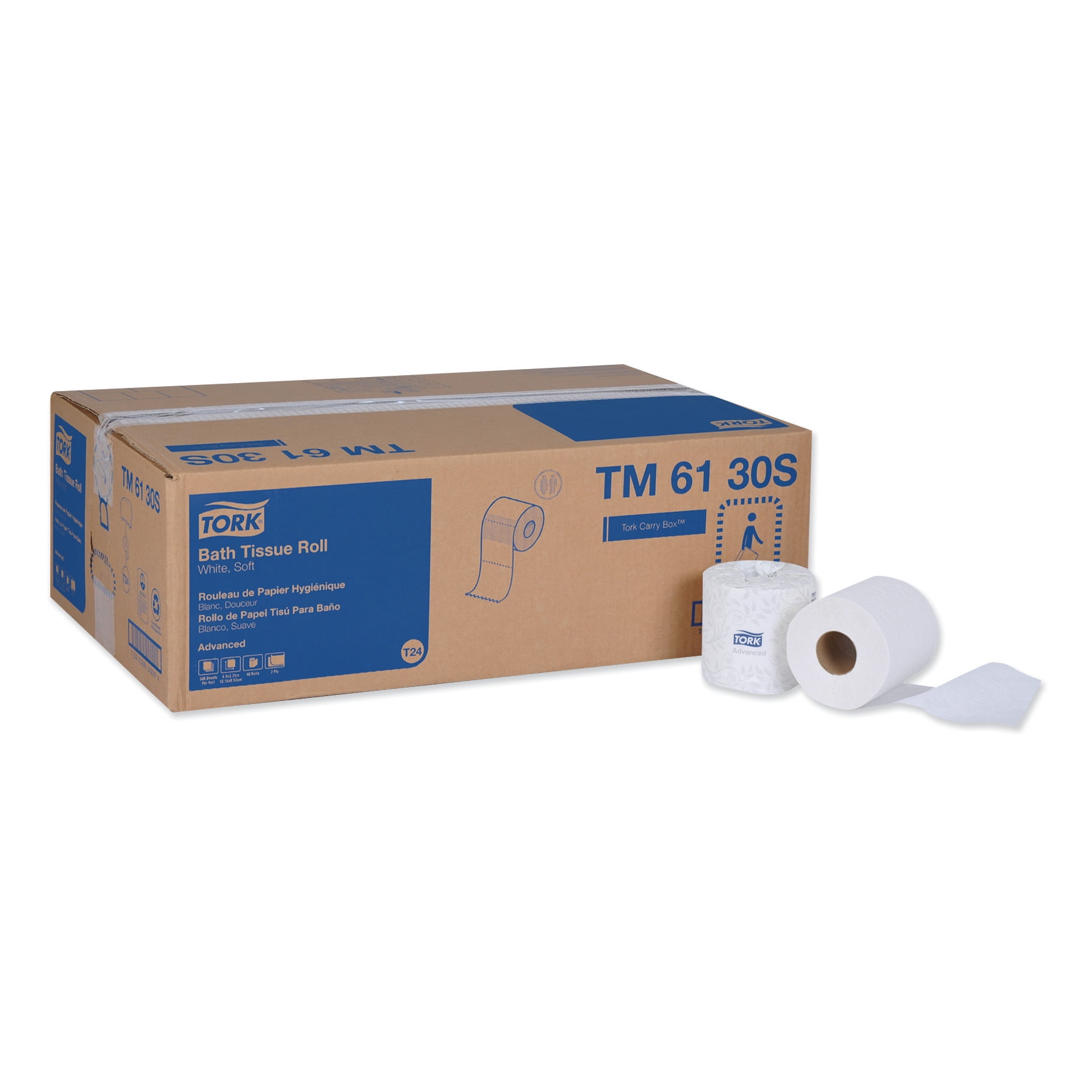 Tork Advanced Toilet Paper, Septic Safe, 2-Ply, White, 500 Sheets/Roll ...