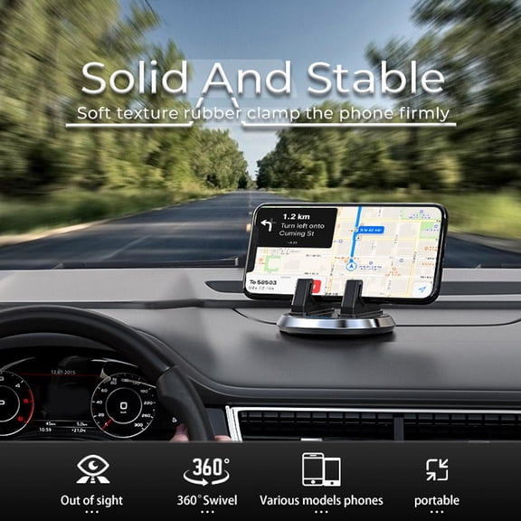 QHUDLV 360° Rotating Car Phone Holder,Soft Silicone Mount,Secure Mobile Stand