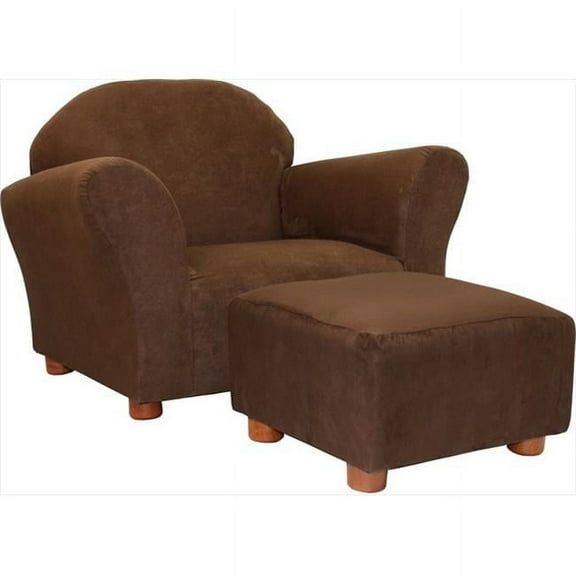 Fantasy Furniture CR38 Fantasy Furniture Roundy Chair Microsuede Brown with ottoman