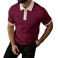 thumbnail image 2 of BRGZLK Mens Quarter Zip Blouses Summer 2026 Casual Color Block Waffle Knit Moisture Wicking Tops Short Sleeve Turn-Down Collar Dressy Golf Shirts Wine XL, 2 of 7