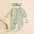 thumbnail image 2 of JUMEYU Newborn Clothes Fall Infant Baby Boy Long Sleeve Romper Jumpsuit Pants Outfit Fall One Piece Clothes 0 3 6 9 12 18 24 Months (Green,6-12 Months), 2 of 5