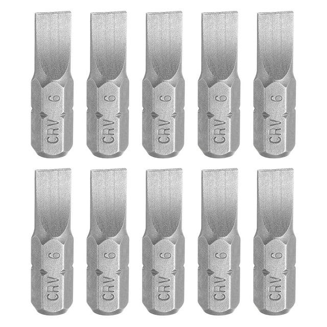 Uxcell 10pcs 1/4" Hex Shank SL6 Head 1" Length Flat Head Screwdriver Bit