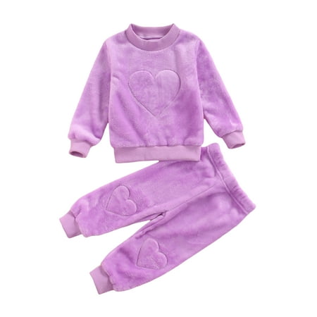 

Gwiyeopda Toddler Baby Girl Fuzzy Sherpa Sweatshirt Tops Pant Set Heart Tracksuit Outfit Set