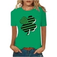thumbnail image 1 of Pompotops Blouse Décontractée pour Femmes Imprimée pour la Saint-Patrick Manches Courtes Col Rond T-shirt, 1 of 5