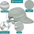 thumbnail image 3 of Women Sun Hat UPF 50+, Zip Off Sun Hat Visor, Ponytail Sun Protection Hat Golf Beach Travel Packable(Light Gray), 3 of 6