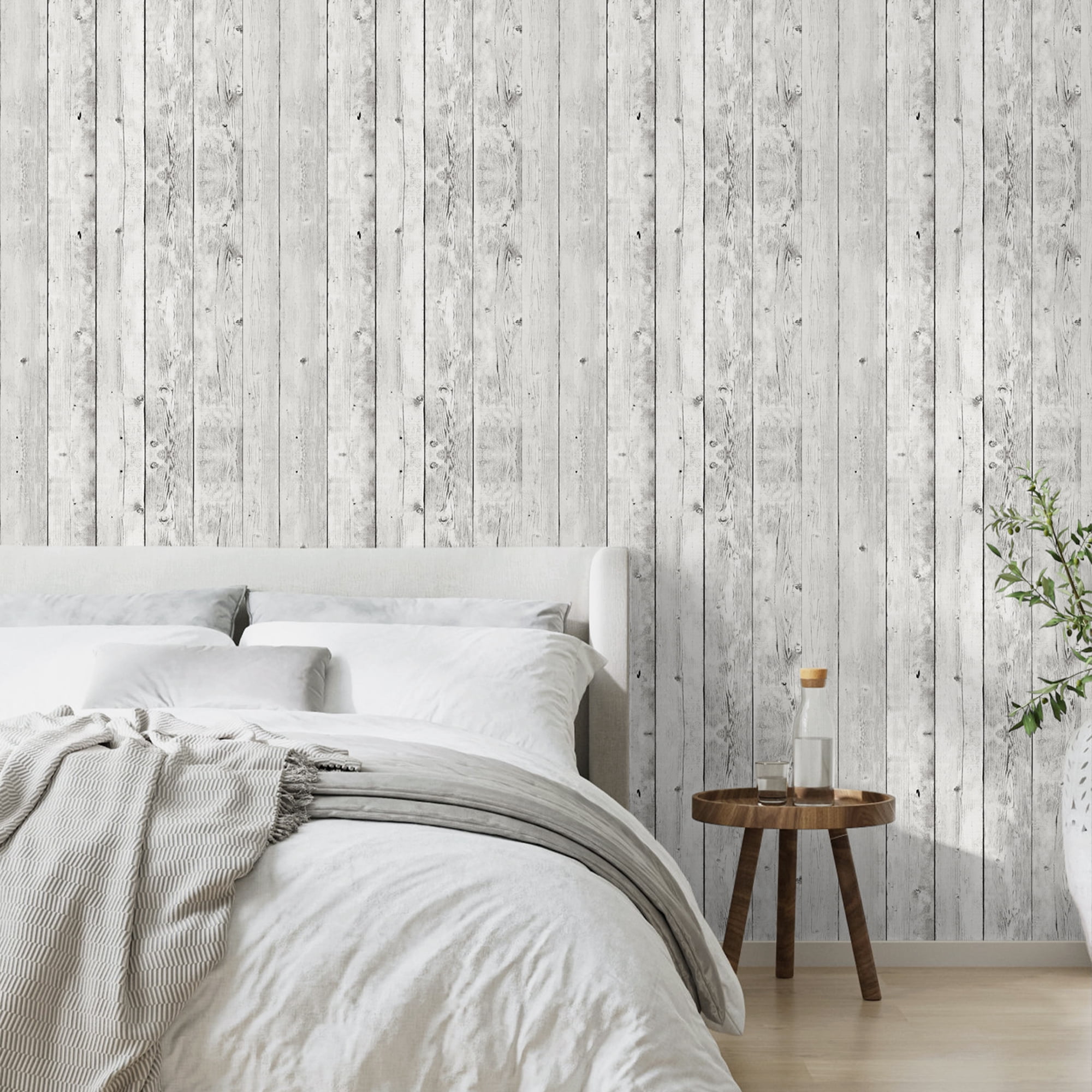 (4 pack) UMIGGEE Wood Peel and Stick Wallpaper White Vintage Self-Adhesive Removable Wood Contact Paper 17.7-in x 118-in for Home Decoration Wall Covering Old Furniture Renovation