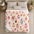 thumbnail image 4 of Ribboned Cakes Gift Boxes Cupcakes And Macarons, Soft Flannel Blanket with Celebration decorative motif Watercolor Print, Housewarming Gift and Home Decor for Bedroom and Living Room, 4 of 7