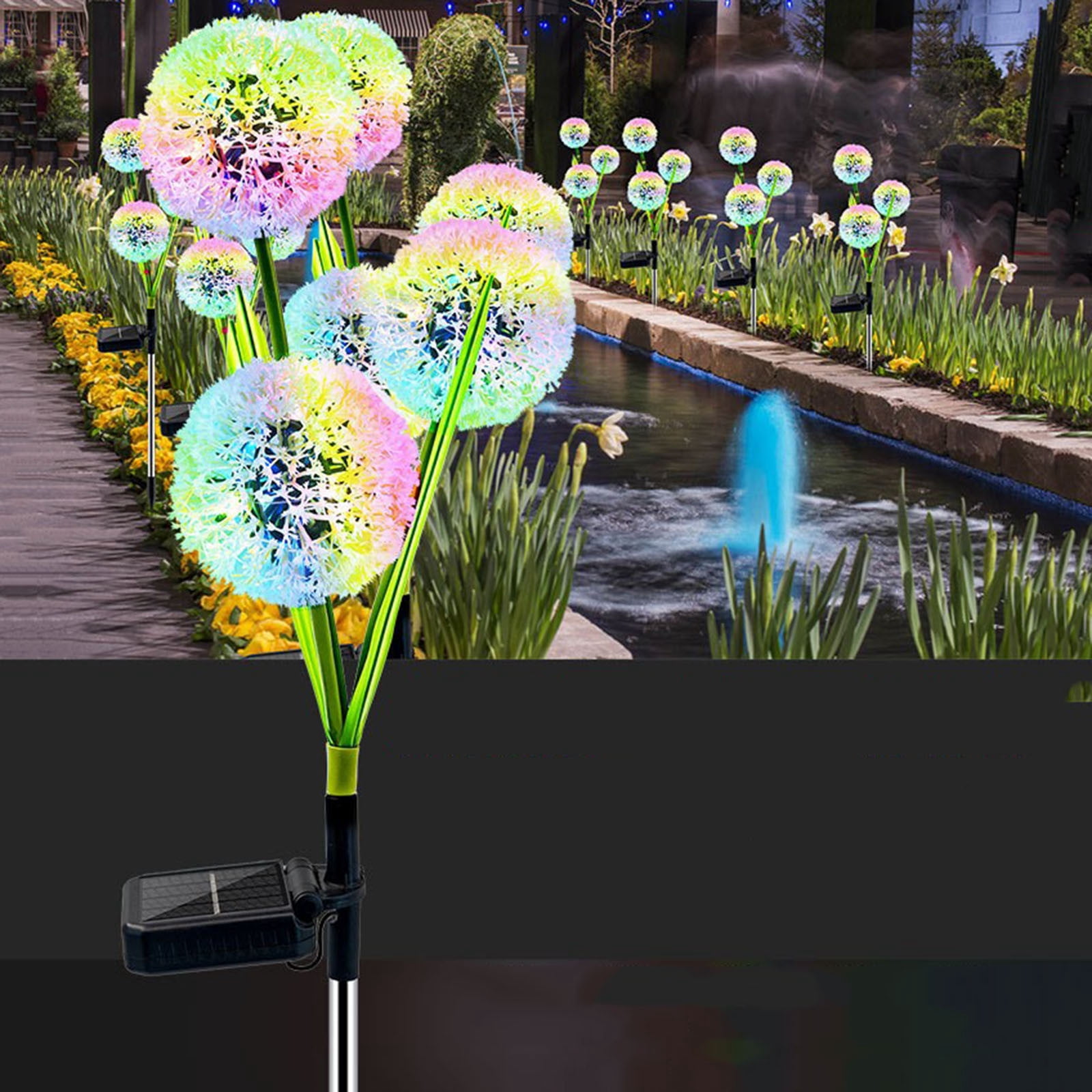 BVXEEP Solar Lights Outdoor, 2 Pack Solar Powered Dand-Elion Solar Led Lights Outdoor Led Lamps for Garden Backyard-Wn Land-Scape Decoration Illuminations