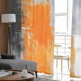 thumbnail image 4 of Burnt Orange Grey Semi Sheer Curtains 63 Inch Length 2 Panels Set, Modern Oil Painted Abstract Art Sheer Kitchen Curtain Privacy Voile Window Curtain for Living Room Bedroom Rod Pocket Drapes, 4 of 7