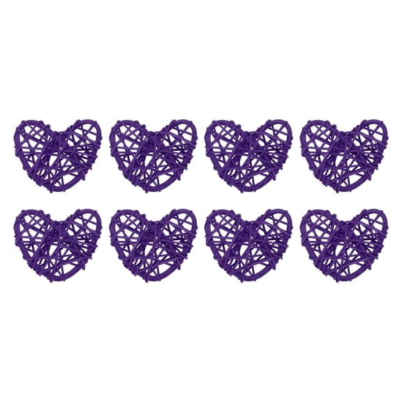 Uxcell 12Pcs Heart Shaped Rattan Ball Vase Filler Natural Rattan for Wedding Home Decoration Dark Purple 2 in