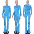 thumbnail image 6 of Panan Womens 2 Piece Outfits Velvet Sweatsuits Zip-up Hoodie Jacket Casual Jogging Set Tracksuit Set with Pockets, 6 of 7