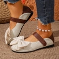 thumbnail image 5 of Womens Bow Mary Jane Flats Faux Suede Adjustable Strap Round Toe Casual Comfort Padded Insole Non-Slip Rubber Sole Beige,Size 7.5, 5 of 9