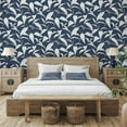 thumbnail image 2 of NextWall Dark Blue Pinstripe Leaf Trail Peel and Stick Wallpaper, 2 of 9