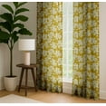 thumbnail image 4 of Vargottam Cotton Curtains for Windows - 3-in-1 Rod Pocket/Back Tab Short Window Drapes - Light Filtering Cotton Panels - Set of 2, 52"x63" - Monochrome Flowers Design (Yellow), 4 of 8