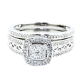 thumbnail image 3 of Midwest Jewellery 0.4cttw Diamond Bridal Set 10K White Gold Vintage 7mm Wide Halo 2pc Set(I/j Color 0.4cttw), 3 of 4