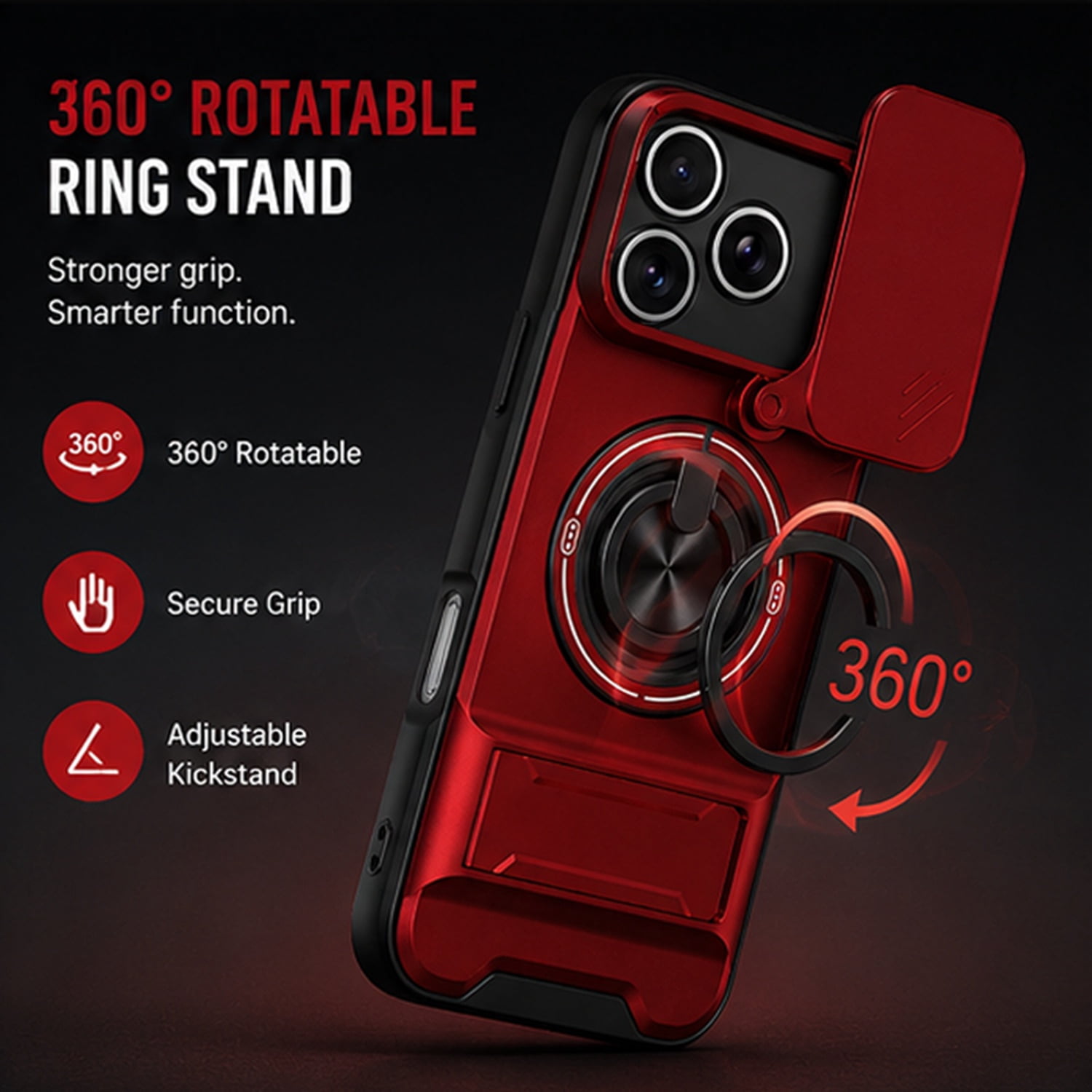 All-In-One Rugged Case for iPhone 17 Pro - Red