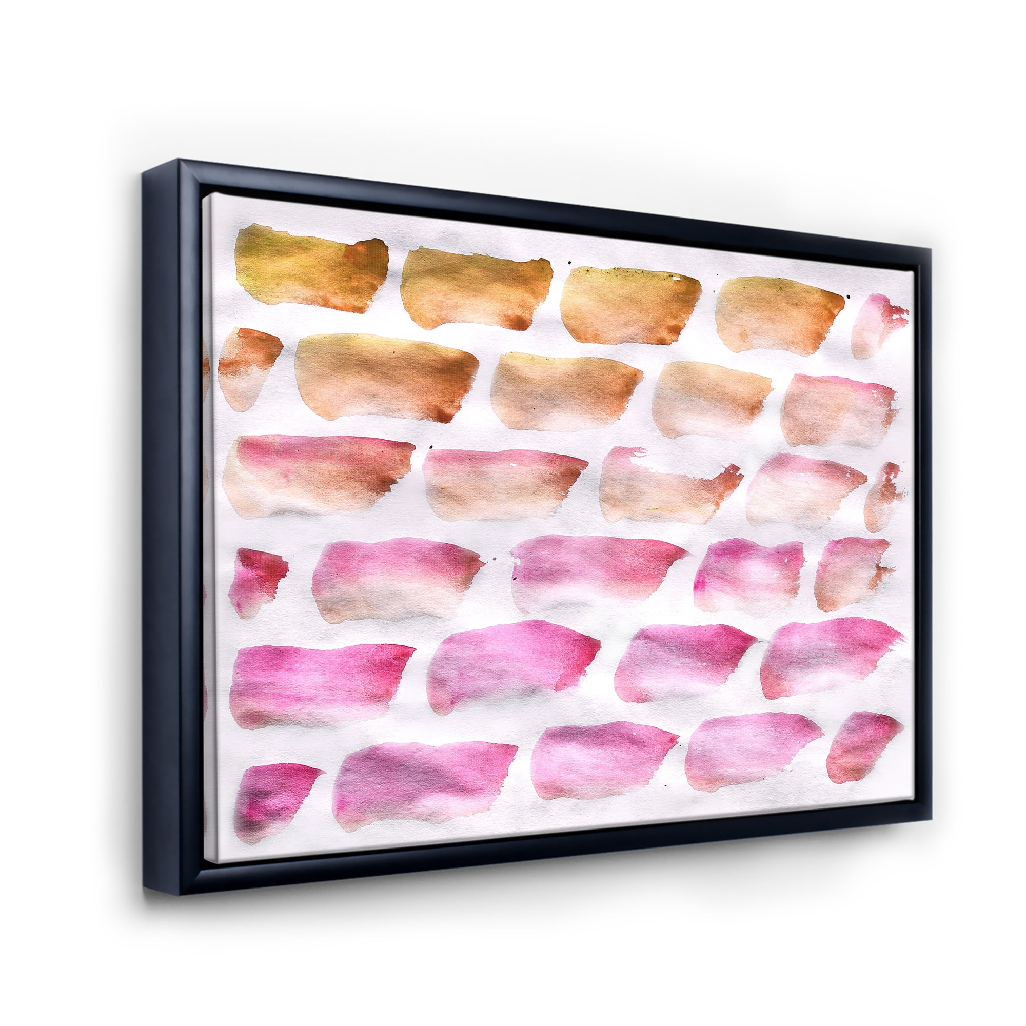 Designart 'Dark Yellow and Pink Abstracts Brushes' Modern Framed Canvas Wall Art Print