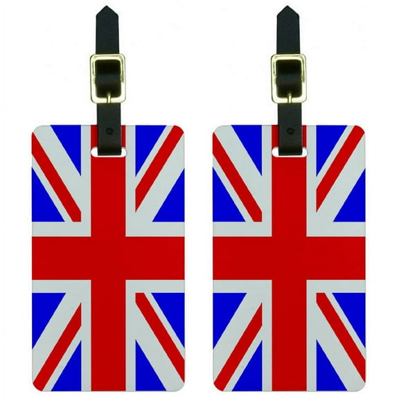 United Kingdom Great Britain Flag Luggage Tags Suitcase Carry-On ID, Set of 2