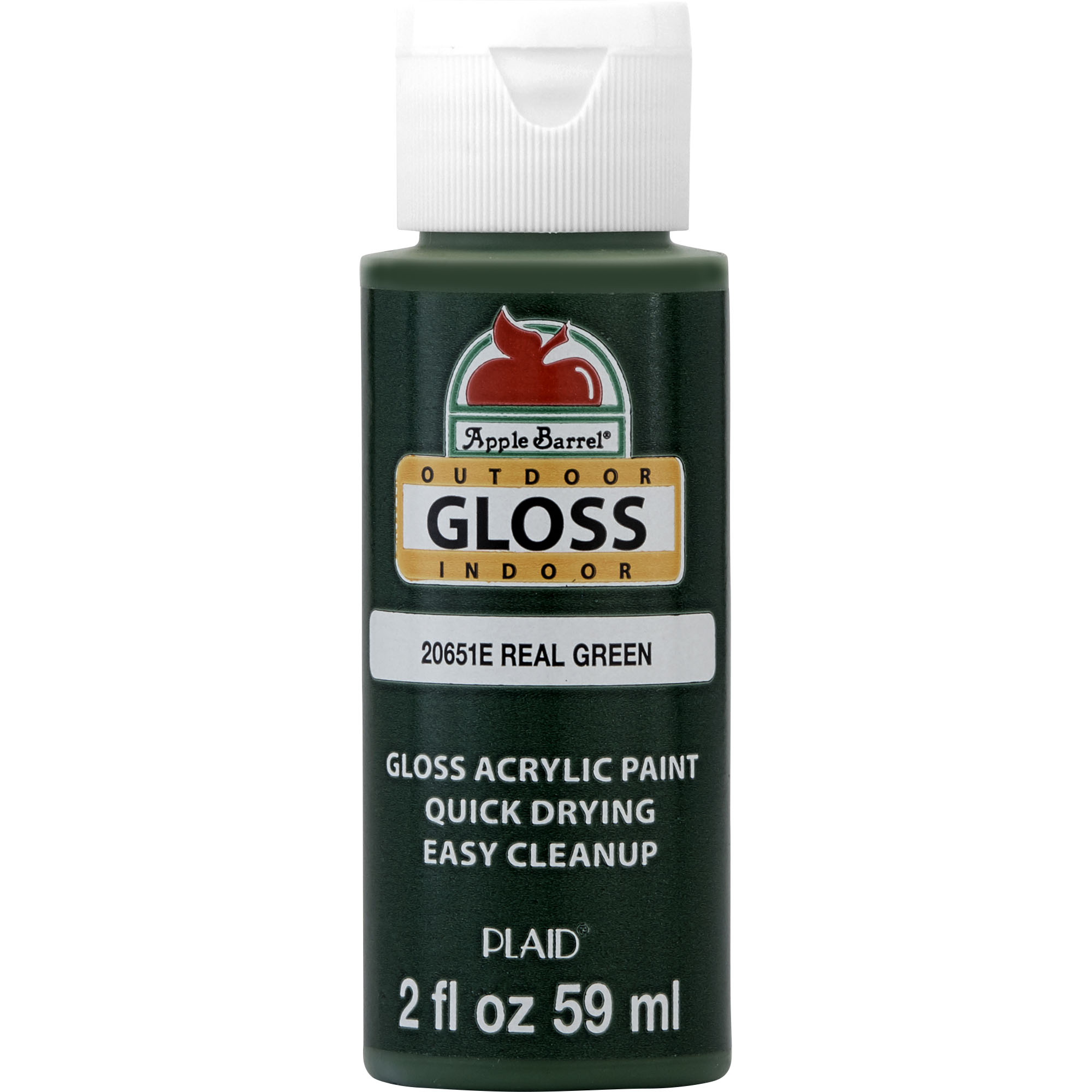 Apple Barrel 20651E Acrylic Craft Paint, Gloss Finish, Real Green, 2 fl