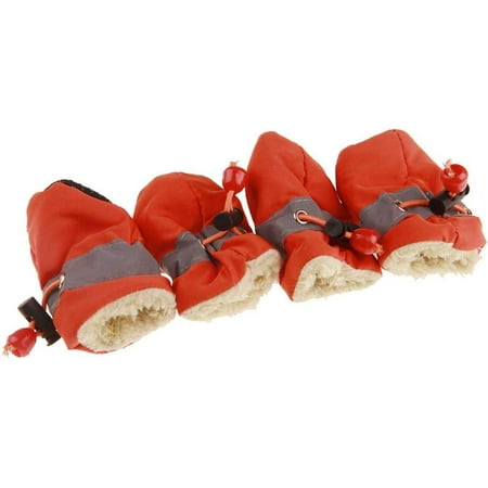Pet Boots 4Pcs/Set Dog Cat Winter Warm Rain Boots Protective Pet Sports Anti-Slip Shoes Pet Boots Warm Orange 1