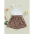 thumbnail image 4 of Franhais Kid Girl Sleeveless Romper, Dot/Floral/Leopard Printed Patchwork Sling Playsuit with Belt, 4 of 8