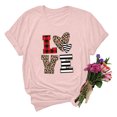 thumbnail image 2 of JINMGG 2024 Womens Plus Size Tops Clearance,Women's Casual Love Letter Printing Short Sleeve T-Shirt Tops Pink XL, 2 of 3