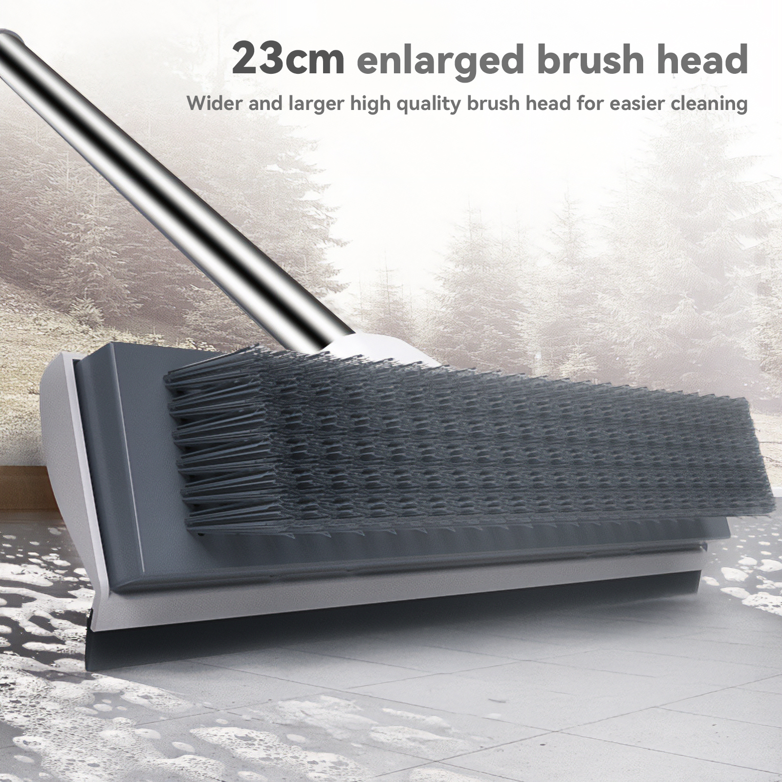 Fuvuan Floor Scrub Brush with Long Handle, 2-in-1 Squeegee photo 2
