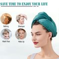 thumbnail image 5 of Toalla para secar el cabello, turbante para secar el cabello, toalla absorbente de secado rápido con botón, 5 of 5