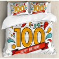 thumbnail image 3 of 100th Birthday Duvet Cover Set Twin Size, Grannies Lived for Centuries 100 Birthday Party Growing Old Digital Image, Decorative 2 Piece Bedding Set with 1 Pillow Sham, Multicolor, by Ambesonne, 3 of 3