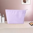 thumbnail image 5 of Unique Bargains 1 Pc Seersucker Stripes Makeup Bag Purple Polyester, 5 of 5