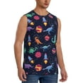 thumbnail image 2 of Uemuo Space Dinosaur Pattern Men's Sleeveless T-Shirt,Muscle Athletic Tank Top, Moisture-wicking Quick-dry Breathable Classic Tee Top for Gym Run Outdoor Sports-Small, 2 of 8