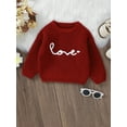 thumbnail image 2 of Bslissey Toddler Baby Girls Knitted Sweater Long Sleeve Letter Embroidery Warm Pullover Jumper Tops Infant Loose Knitwear for Casual Daily 6M 9M 12M 18M 24M 3T, 2 of 9