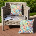 thumbnail image 3 of Outdoor Pillow Covers 18x18 Inch Set of 2 Colorful Paisley Decor Waterproof Throw Pillow Covers Farmhouse Outdoor Waterproof Pillow Covers Decor for Patio Funiture Garden Sofa Couch 7A, 3 of 6