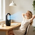 thumbnail image 4 of Leeye Bladeless Tower Fan, 6-Speed Portable Quiet Oscillating Fan with Lighting, USB Rechargeable Standing Fan for Home Bedroom Office, Black A,, 4 of 4