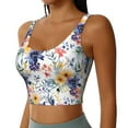 thumbnail image 2 of Fotbe Lilies Flowers Pattern Womens' Sports Bra Longline Wirefree Padded with Medium Support Sports Moisture-Wicking Workou Vest,Tank Top-XX-Large, 2 of 9