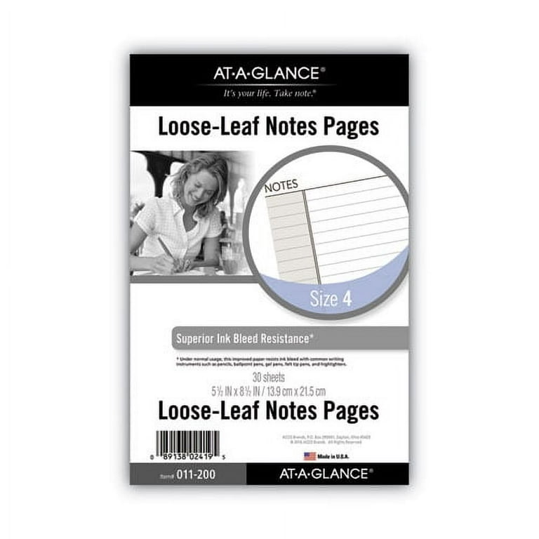 Lined Notes Pages for Planners/Organizers, 8.5 x 5.5, White Sheets, Undated Lined Notes Pages for Planners/Organizers, 8.5 x 5.5, White Sheets, Undated