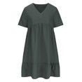 thumbnail image 5 of Zpanxa Summer Dresses for Women, Sun Dresses Women, Womens Spring and Summer V-Neck Loose Solid Pleated Casual High Waist Lace Dress, 5 of 8