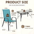 thumbnail image 3 of Pirecart 7 pcs Outdoor Dining Set, Patio Table and Chairs Set with Umbrella Hole, Widened Table and Stackable Textilene Chair for All Weather, Deck, Garden, Party, Sky blue, 3 of 11