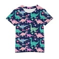 thumbnail image 6 of Frwgonr Kids Dinosaur T-shirts Short Sleeve T Shirts Kids Summer Tops Crewneck Basic Graphic Tees 3-14 Years, Blue, 6 of 6