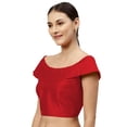 thumbnail image 2 of eloria Women's Art Silk Boat Neck Sari Top Blouse Partywear Sleevless Fillers With backside Zipper, Color : Dark Red, 2 of 6
