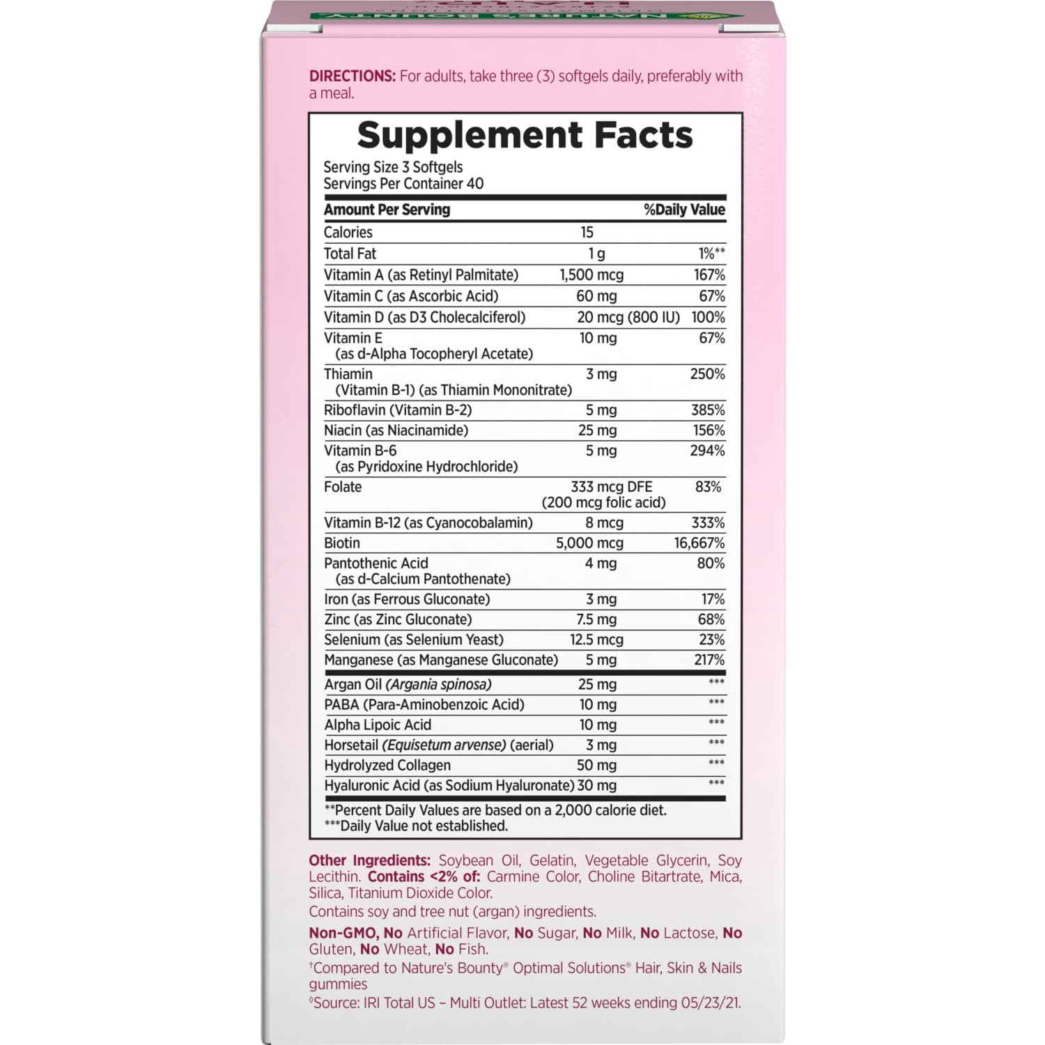 Natures Bounty Optimal Solutions Advanced Hair, Skin and Nai