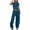 Blue, variant on Two Piece Sets for Women Summer 2PC Fashion Woman V Neck Short Sleeve Blouse +Loose Pockets Pants Sets